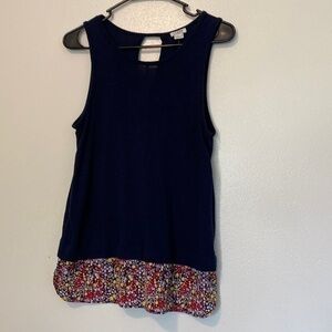 J.CREW navy sleeveless floral bottom tank top shirt small